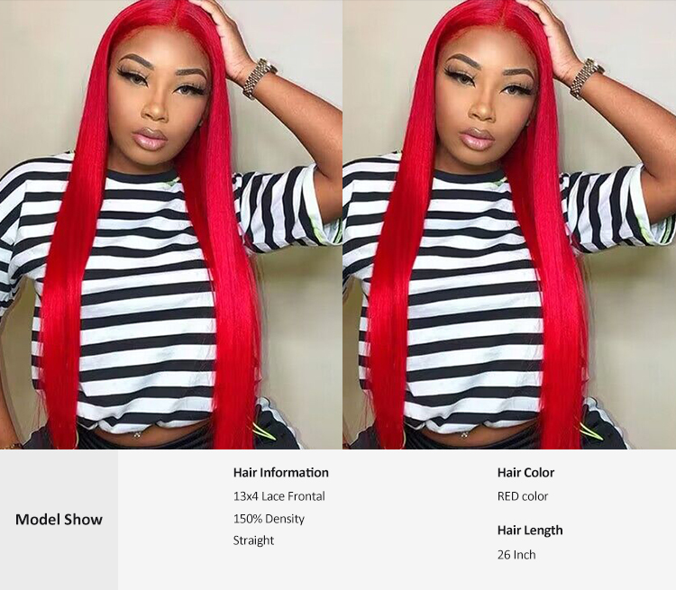 VIYA Long Red Wig Straight 13*4 Frontal Lace Wig In Stock Hot Sale Color Wig For Women With Human Hair  VIYA RED Color Straight Frontal Lace Wig Summer Color For Women With Human Hair VIYA 100% humna hair,hair wig for women,blonde color wig,Color hair wig,red wig