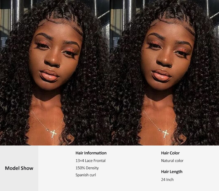 VIYA affortable spanish curl 13x4 lace front wig human hair  pre-pluck glueless lace for Black women VIYA Spanish curl wig 13x4 Lace Fronts Human Hair Wigs for Black Women viya hair lace front wig,lace front wig,Deep wave wig,hair wig for women,Best spanish curl wig