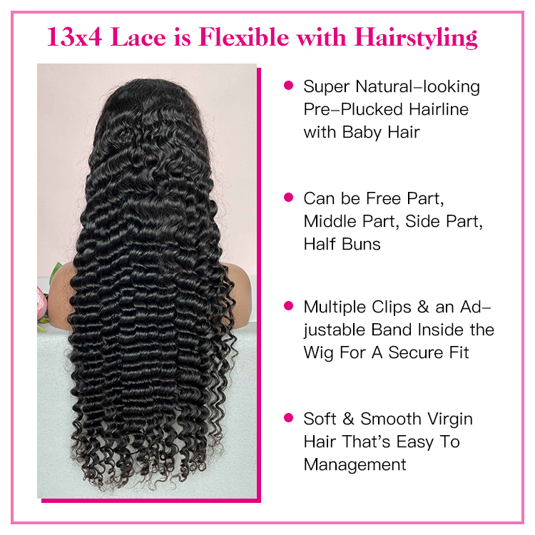 Deep wave 13x4 lace front wig human hair for women prepluck glueless  lace frontal wig-VIYAHAIR VIYA Deep Wave 13x4 Lace Fronts Human Hair Wigs for Black Women viya hair lace front wig,lace front wig,Deep wave wig,hair wig for women,Best deep wave front wig