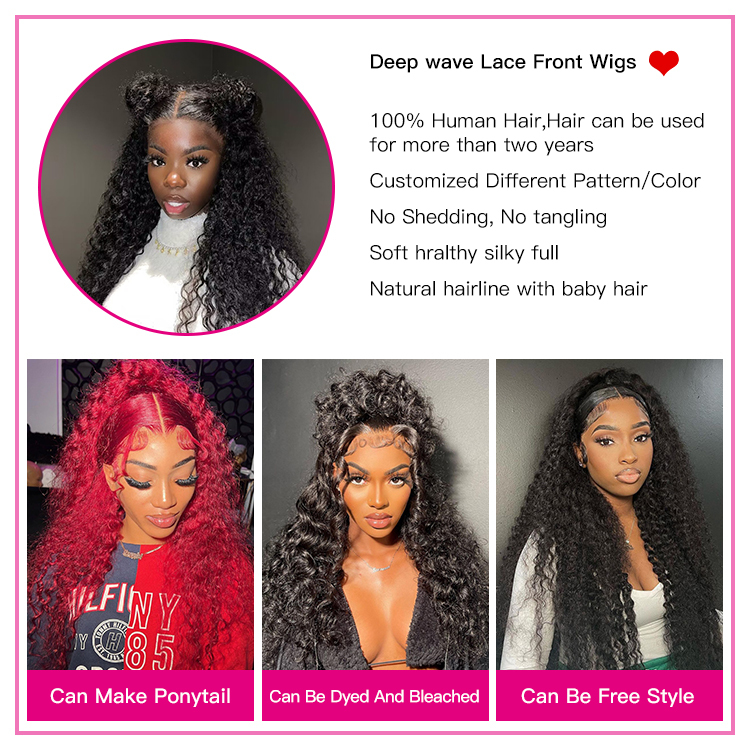 Deep wave 13x4 lace front wig human hair for women prepluck glueless  lace frontal wig-VIYAHAIR VIYA Deep Wave 13x4 Lace Fronts Human Hair Wigs for Black Women viya hair lace front wig,lace front wig,Deep wave wig,hair wig for women,Best deep wave front wig