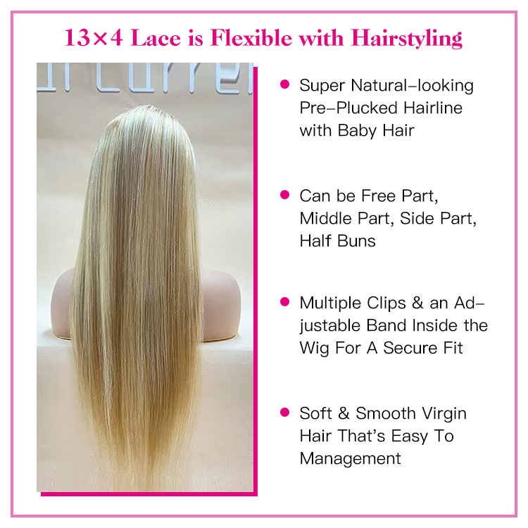 VIYA 27/613 straight 13x4 lace front wig with baby and have pre-plucked hair wig for women VIYA straight 27/613 blonde Human Hair 13x4 Lace Front Wigs With Baby Hair blonde wig human hair,blonde lace front wig,613 frontal wig,613 blonde wig,straight wig