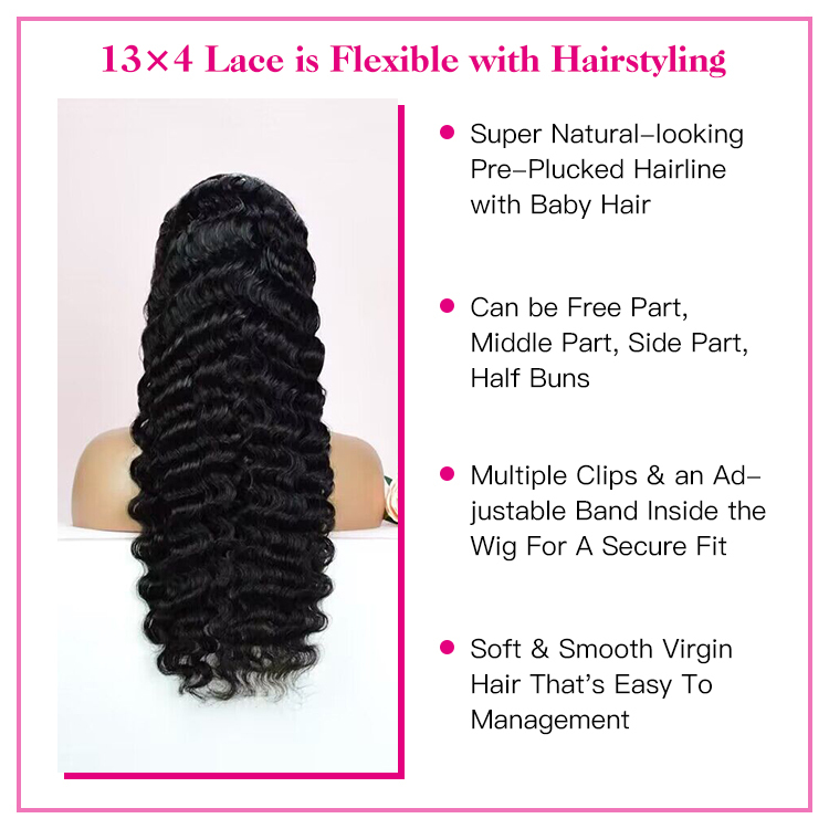  VIYA deep wave 13x4 lace frontal wig natural black pre-plucked glueless lace frontal wig with baby hair VIYA Deep Wave 13x4 Lace Fronts Human Hair Wigs for Black Women viya hair lace front wig,lace front wig,Deep wave wig,hair wig for women,Best deep wave front wig