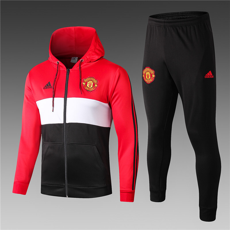 2019 2020 Manchester United Red Hooded Tracksuit Jacket