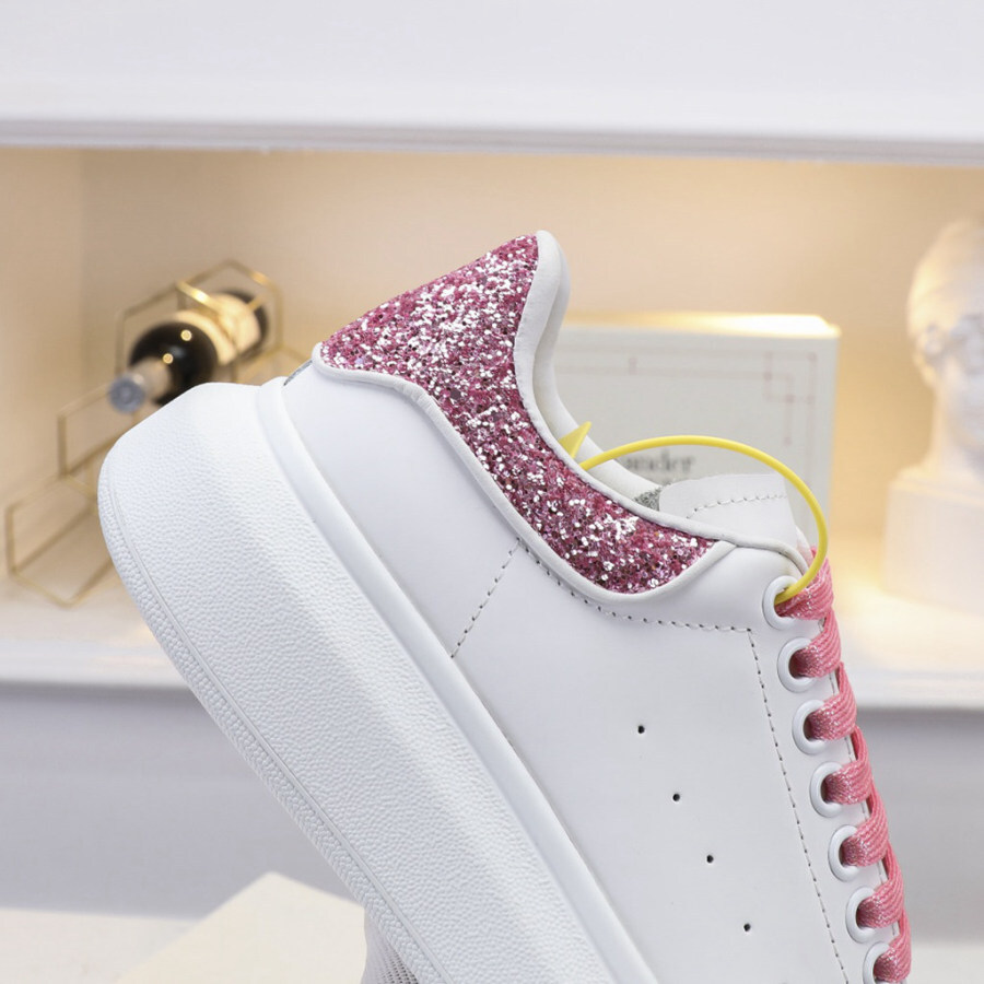 alexander mcqueen pink leather sneakers