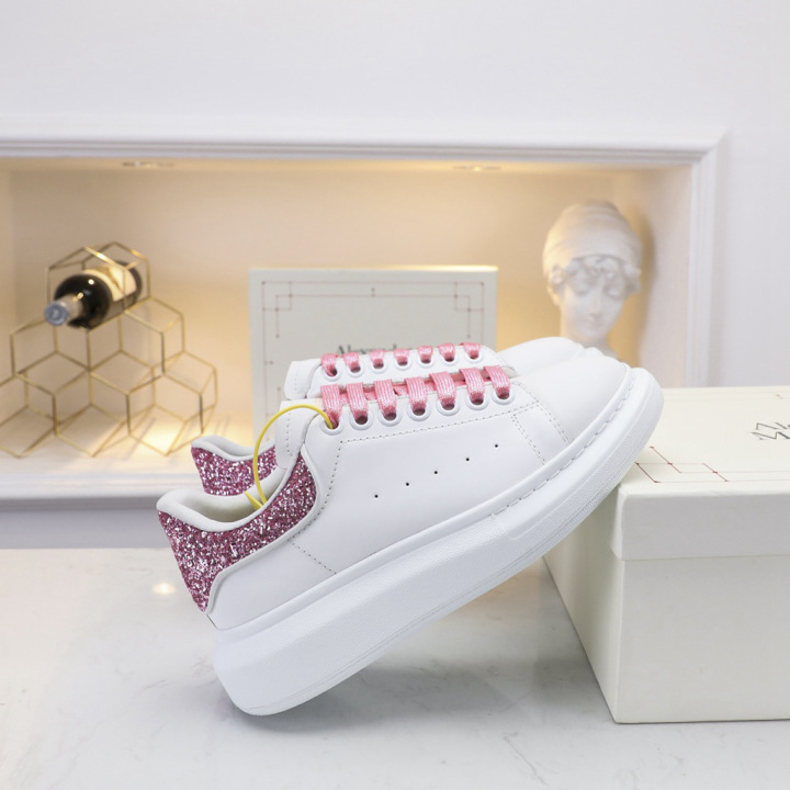 alexander mcqueen pink leather sneakers