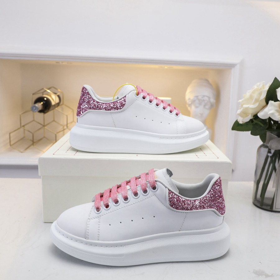 alexander mcqueen pink leather sneakers