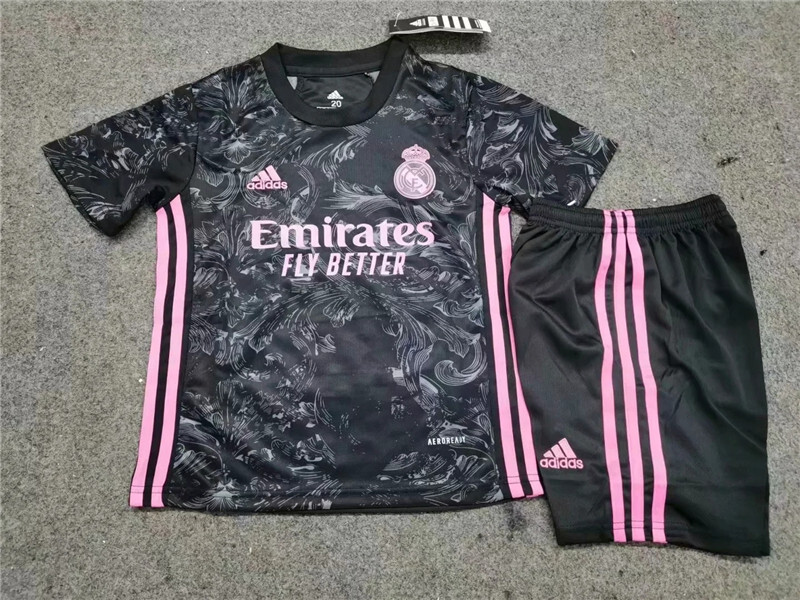 Real Madrid Black kids kit soccer Jersey 2020-2021 ...