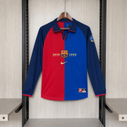 1999 Barcelona home Long sleeve Retro Soccer Jersey