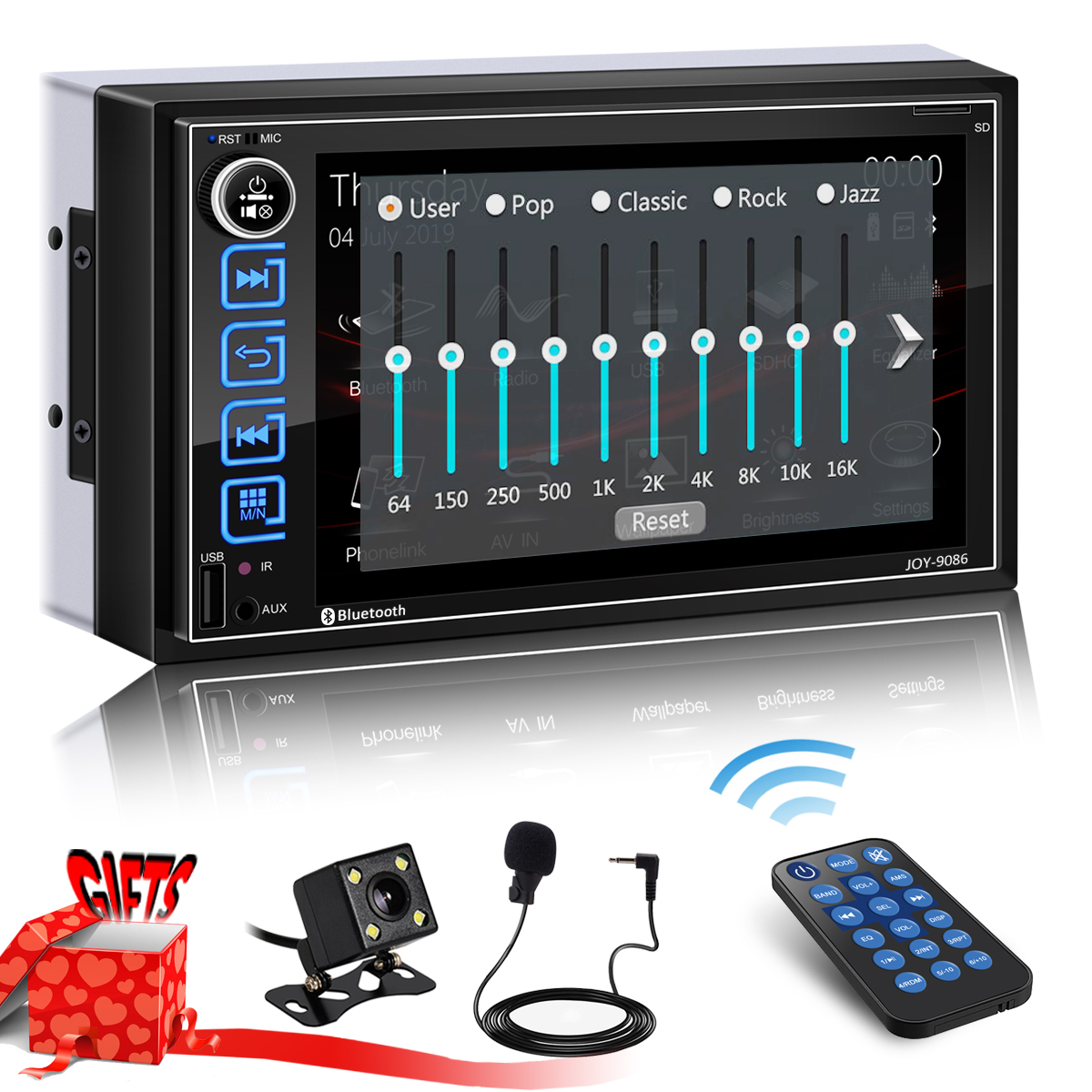 HD Large Screen Detachable Panel SjoyBring Bluetooth Car Stereo with CD