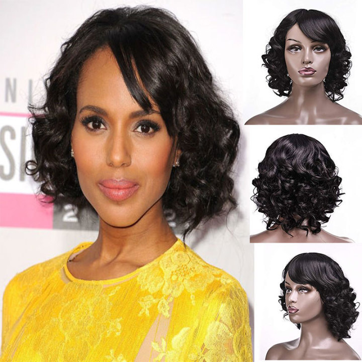 Short Wavy Full Lace Wig Cuticle Aligned Hair 12 14 Inch Virgin Hair