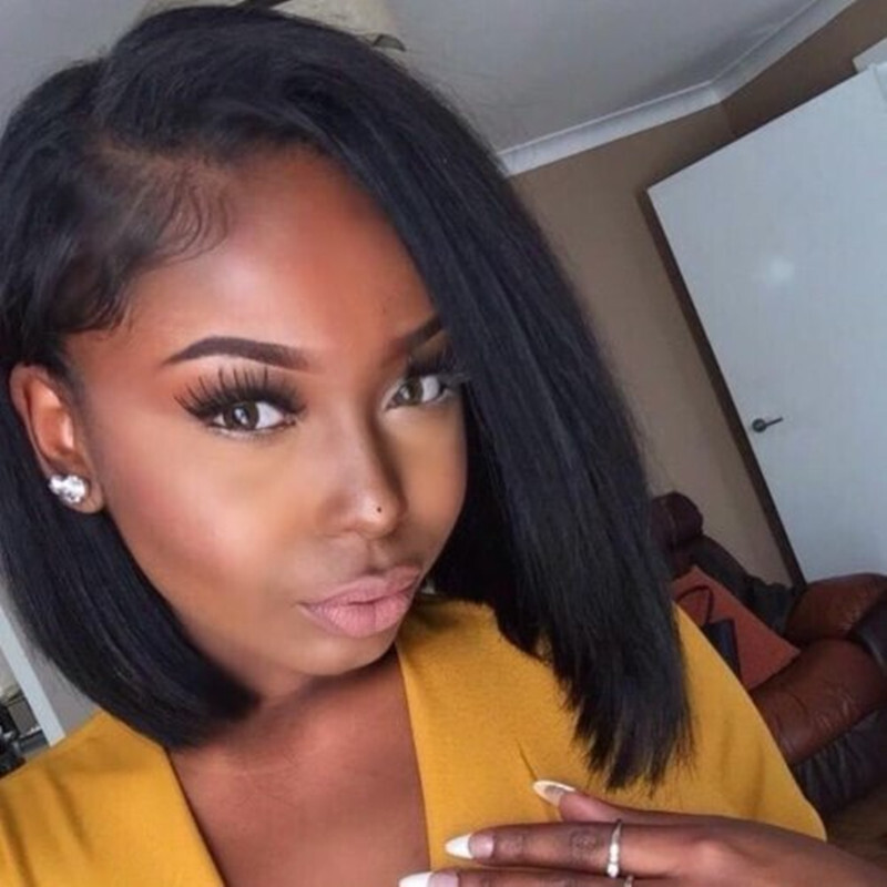 13x6 Lace Frontal Virgin Hair Side Part Bob Lace Frontal Closure