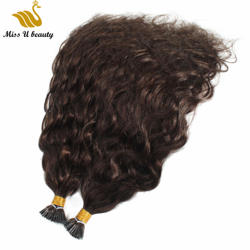 Brown Color Natural Wave I Tip Pre Bonded Hair Extensions Cuticle