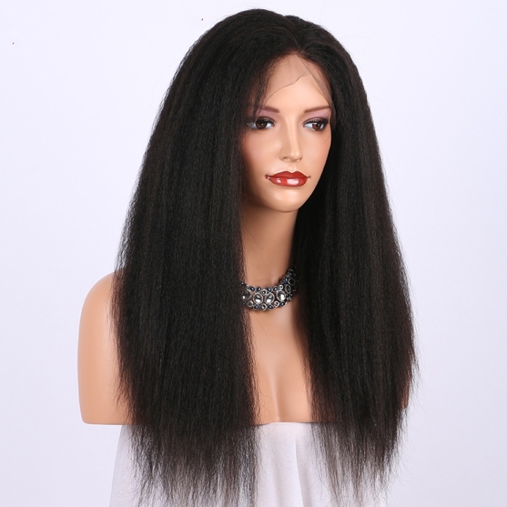 Afro kinky Full lace wigs yaki kinky straight wig 100 human hair lace wigs