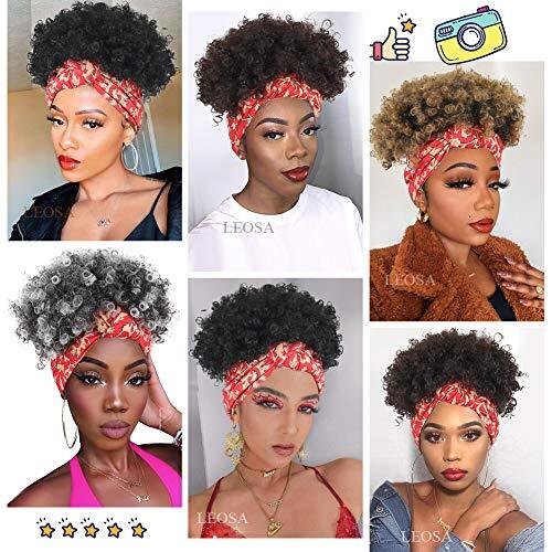 Afro Wigs for Black Women, Headband Wig Head Wrap Wigs 2 in 1 Kinky ...