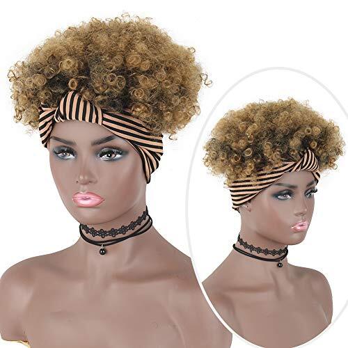 Afro Wigs for Black Women, Headband Wig Head Wrap Wigs 2 in 1 Kinky