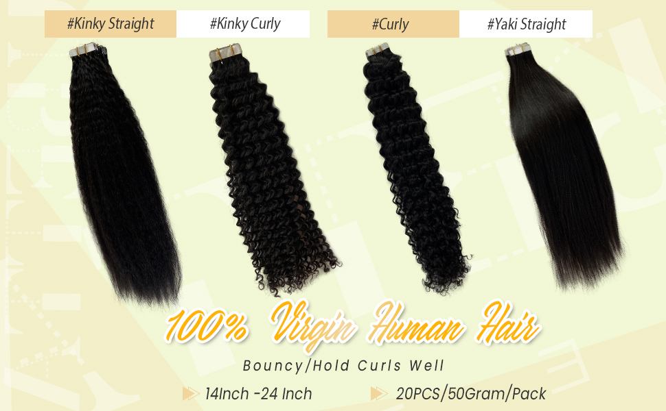 kinky straight yaki hair extensiones de cabello humano hair tape ins for black women 