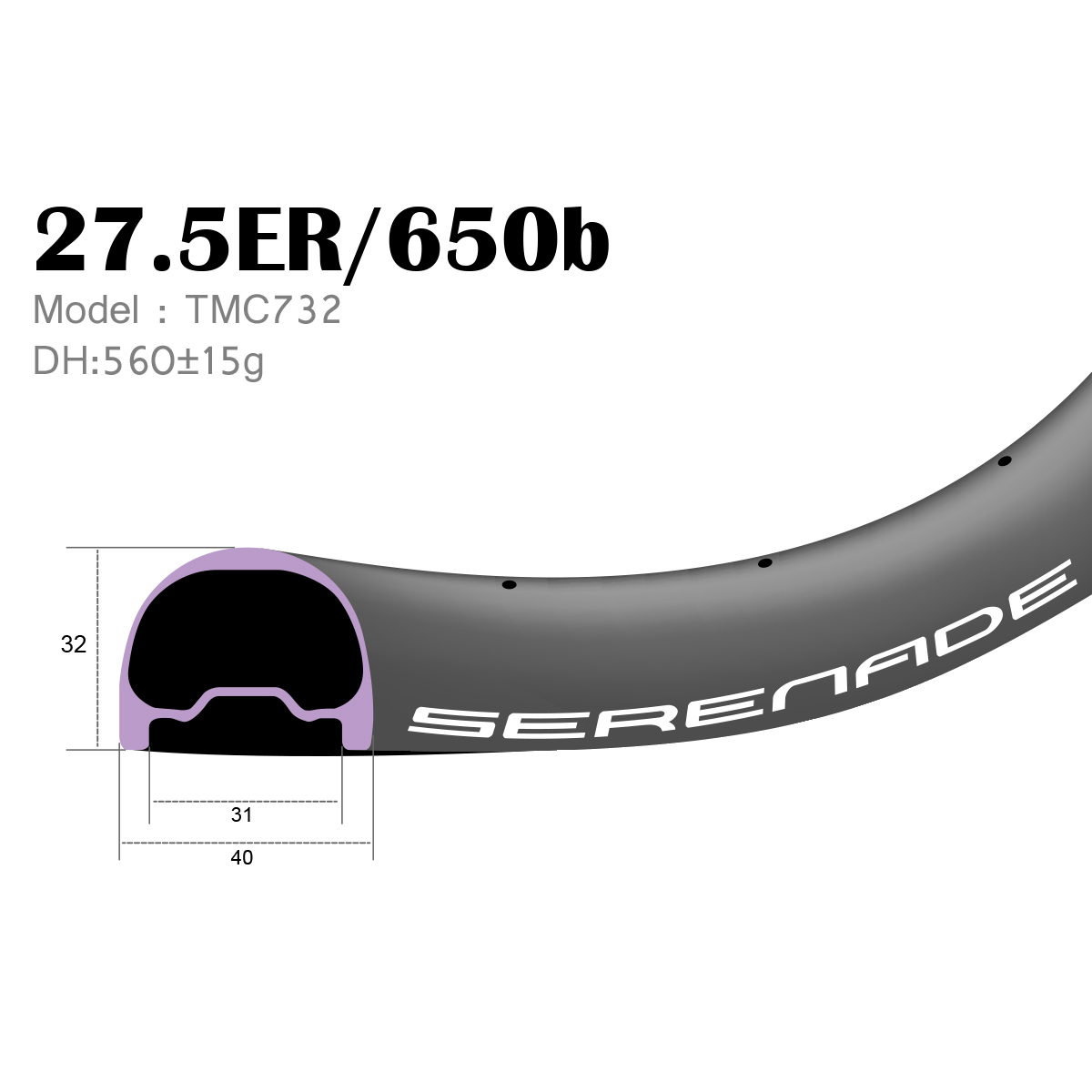 650b Endro Downhill carbon fiber wheelset rims 40mm wide TMC732 Only for DH ( Downhill ) bike carbon 650b mountain bike rims 40mm wide