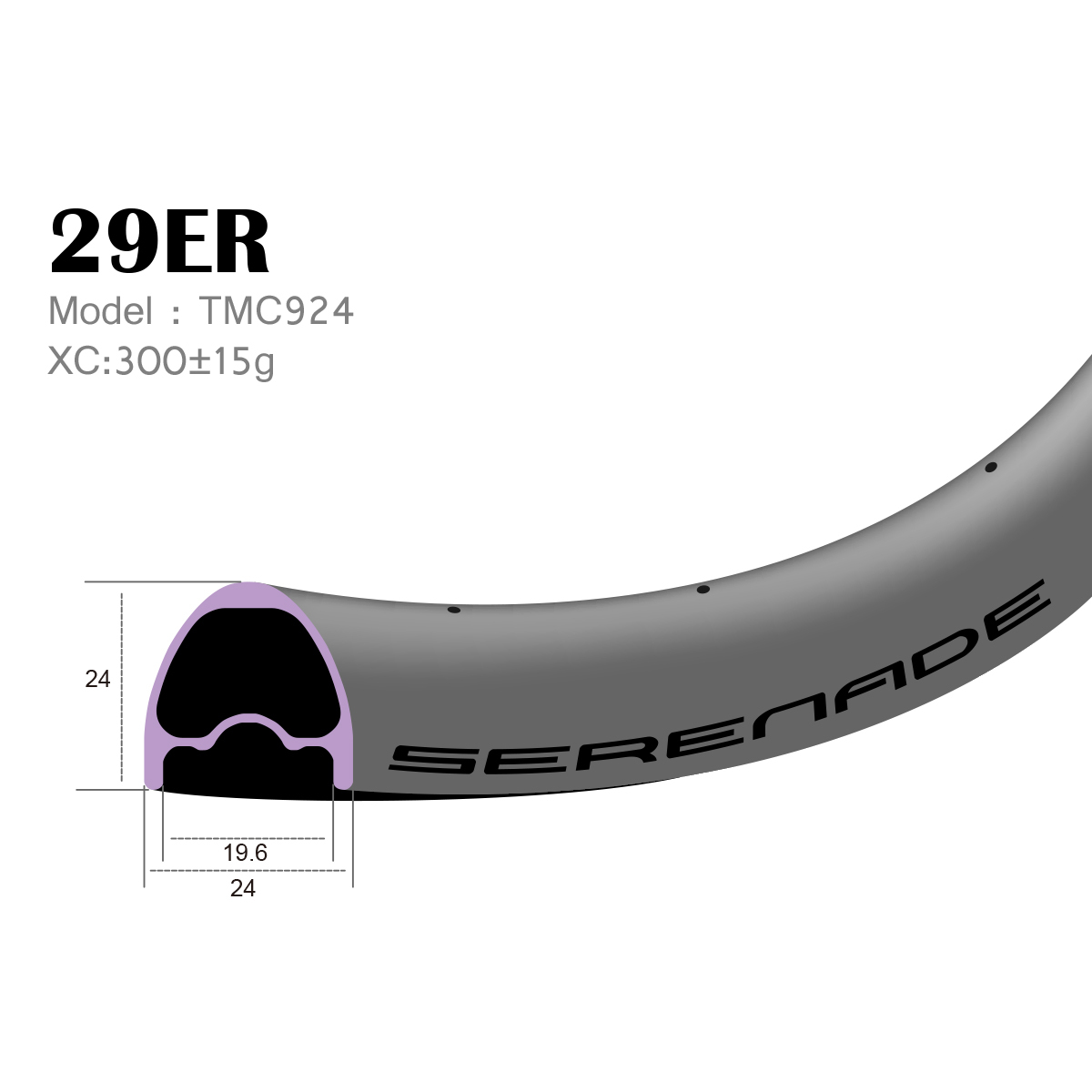 24mm wide with 24mm depth carbon 29er mountain bike rims TMC924 cycle wheeling 24mm chinese carbon mtb bike rims 29 inch clincher