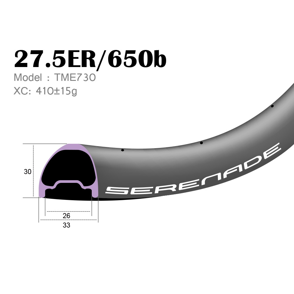 [TME730] 27.5er xc / trail version 33mm Width Carbon Fiber 650B Mountain Bike Clincher Rim [Tubeless Compatible] 27.5er xc/trail 30mm Carbon mtb 650B Mountain Bike Tubeless Rim