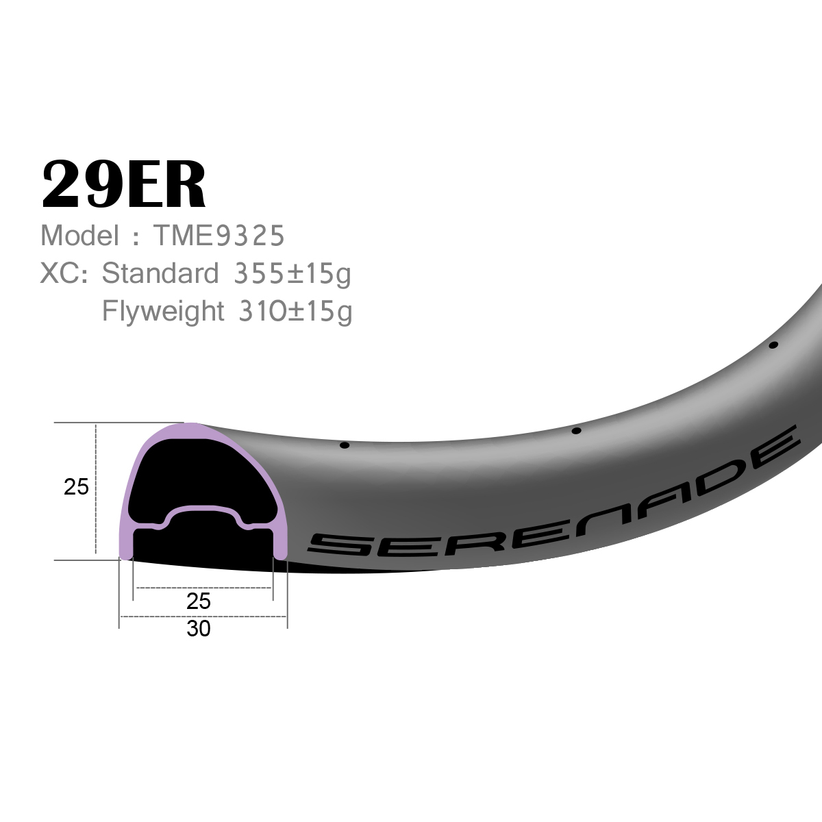 [TME9325] 29er xc / trail asymmetry 30mm Width Carbon Fiber 29" Mountain Bike Clincher Rim [Tubeless Compatible] 300g Flyweight 29er xc asymmetry mtb bike rims 25mm Carbon Fiber 29" 