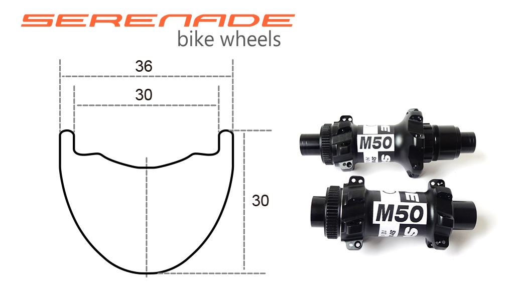 36mm wide 30mm deep 29er and 650b carbon mountain bicycle wheels with serenade M50 hubs 36mm wide 29er tubeless carbon mtb bicycle wheels with M50 boost hubs