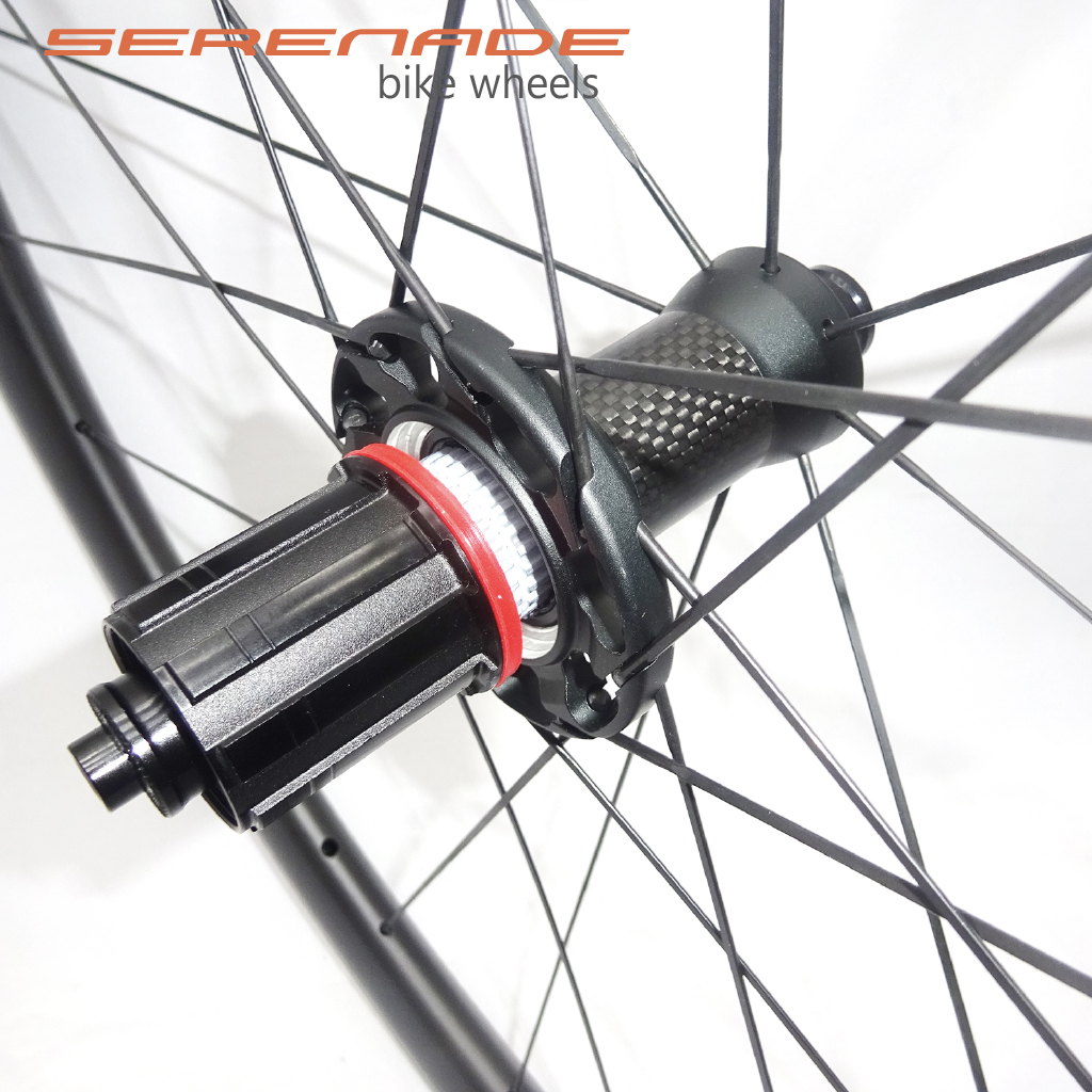 700C 38mm Depth Carbon Tubeless Bike Rims Ratchet System 36T Bicycle Wheel Hub Serenade 38mm Tubeless Carbon Road Bike Wheelsset Ratchet 36T Hub 