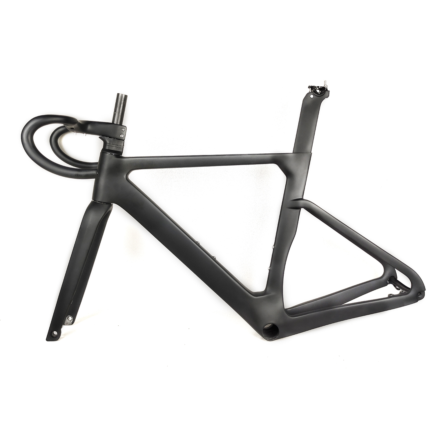  T800 Full Carbon Disc Brake Road Bike Frame With Handlebar Aero Racing Bicycle Carbon Frameset 100/142mm Thru Axle Thru-Axle Carbon Disc Brake Road Bike Frame With Integrated Handlebar