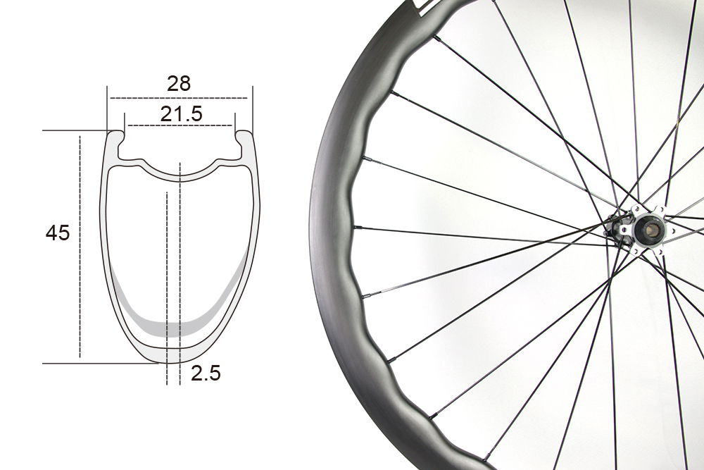 Wavy Shape Carbon 700c Road Bicycle Wheels Asymmetric Hooked Rims TRF4540S 4540s Wavy Shape Carbon 700c Road Bicycle Wheelset Asymmetric Rims