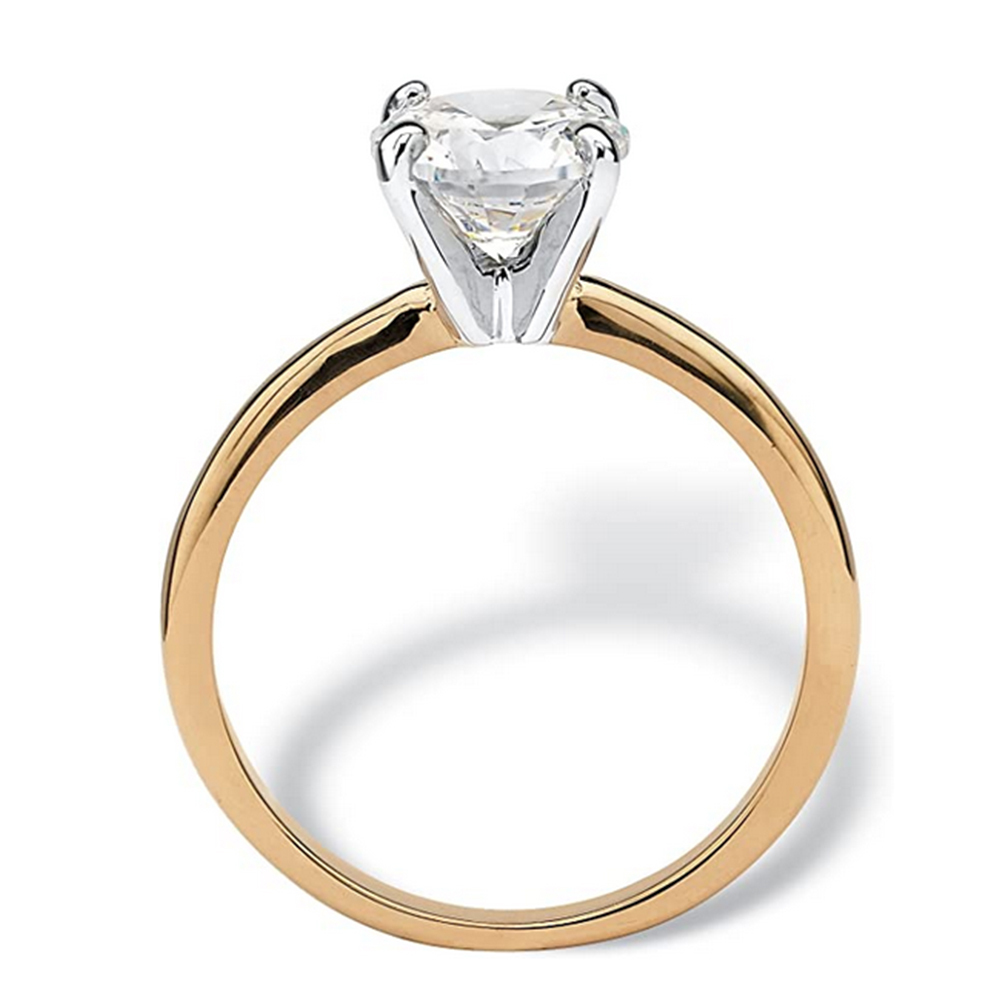 Engagement rings for women,18K Yellow Gold Plated Round ...