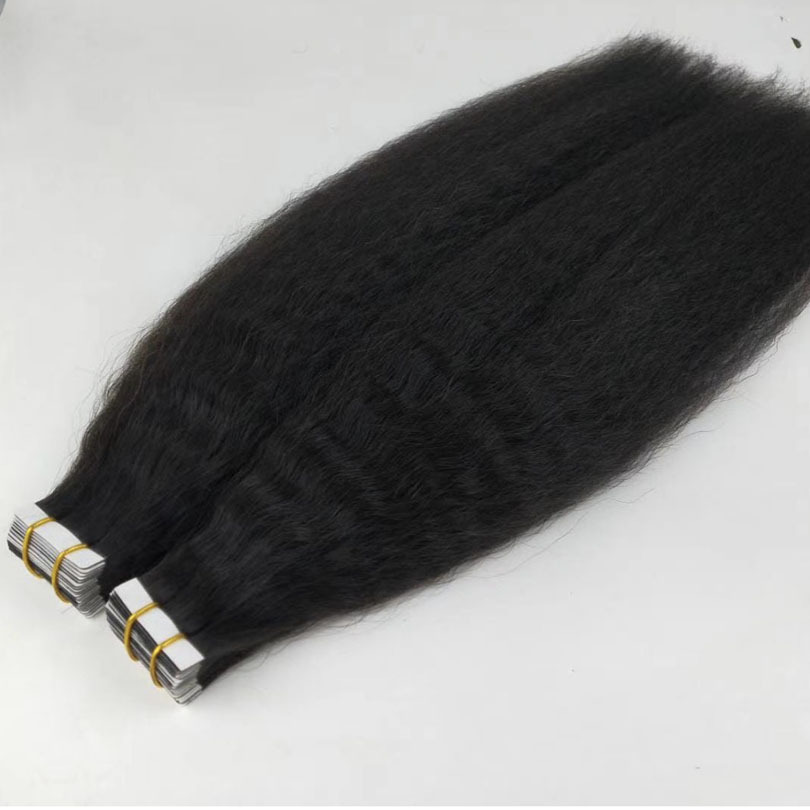 100% Virgin Brazilian Silky Kinky Straight Hair,Wholesale Natural Yaki Hair,Remy Brazilian Virgin Human Hair Tape in hair extensions  
