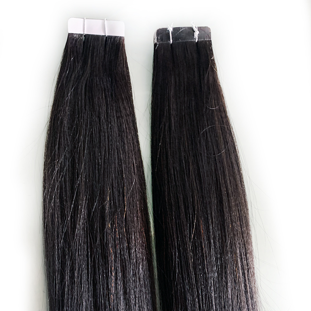 100% Virgin Raw hair Brazilian Human Hair 20pcs Yaki Straight Tape in extensions  