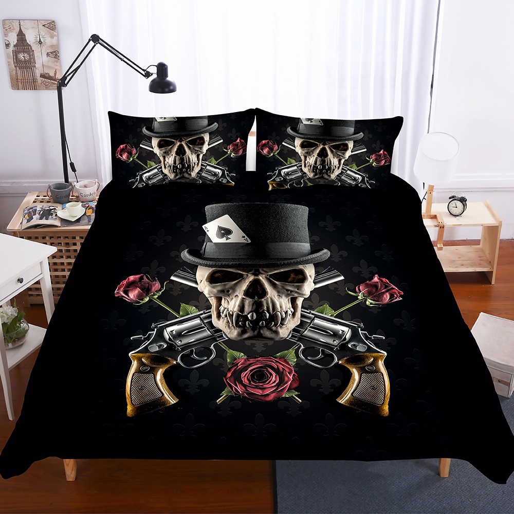 Gun Bedding Sets 3d Skull Digital Printing Bedding Set Duvet Cover Queen King Cool Twin Full Queen King Size Wedding Love Long On Sale - roblox twin bed set