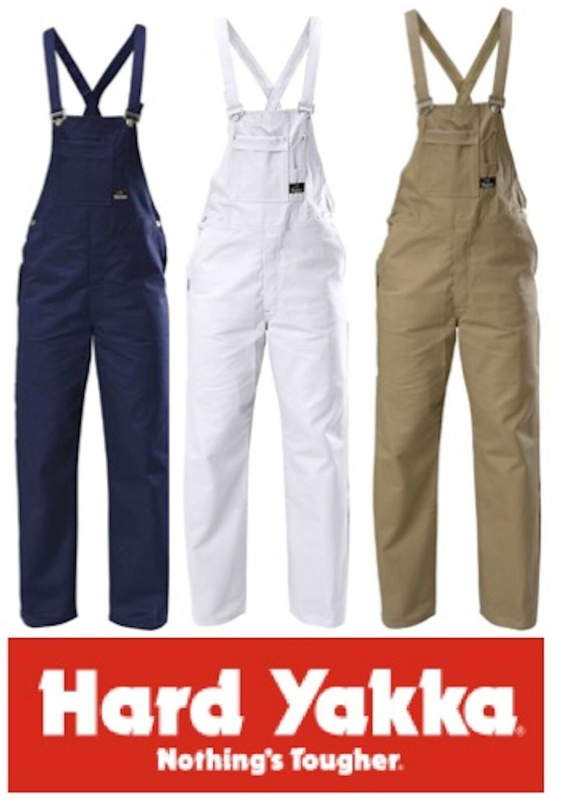 HARD YAKKA BIB & BRACE 100 COTTON DRILL MENS OVERALLS Y01010