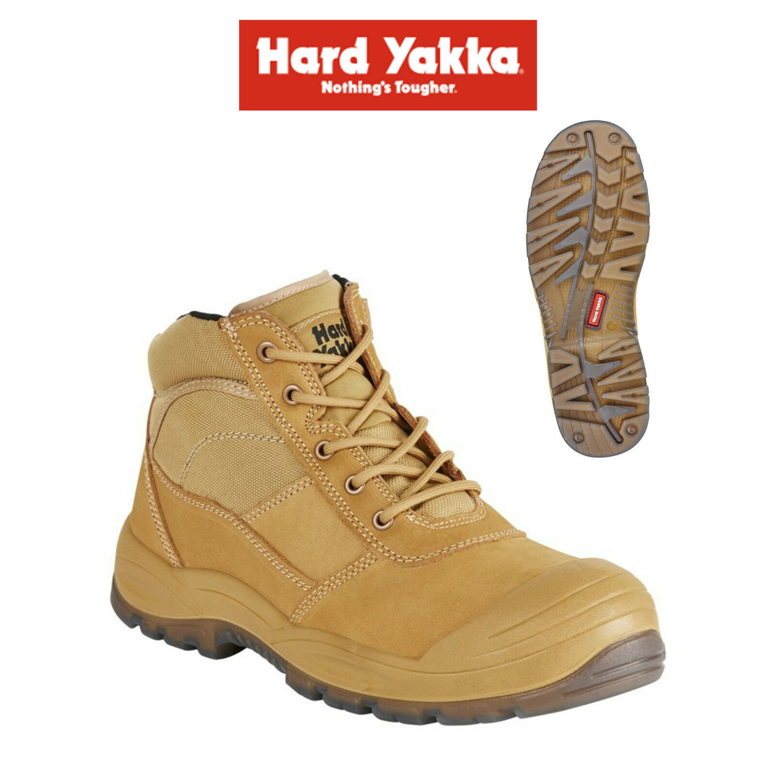 Hard Yakka Mens Utility Side Zip Safety Steel Cap Toe Work Boots Shoe
