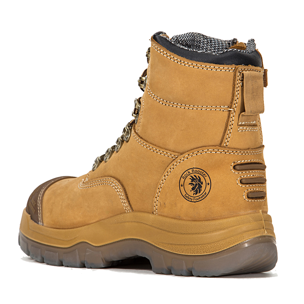 ROCKROOSTER Men's Steel Toe Zip Up SlipResistant Boots Laceup