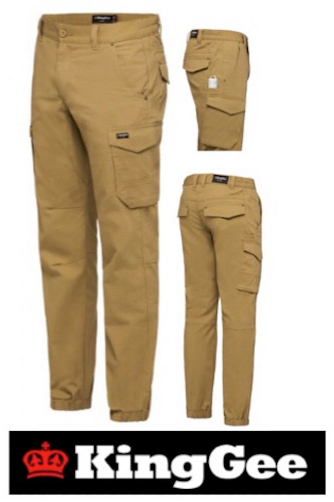 King Gee Men's Tradies Elastic Cuffed Work pants Stretch Trousers K69865