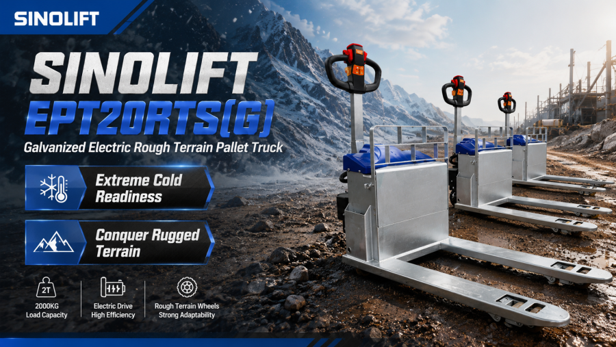  A Fully Galvanized Off Road Electric Pallet Jack for Construction, Agriculture, Outdoor Warehousing, and Cold Storage