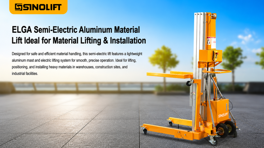 Semi-Electric Aluminum Material Lift for HVAC Installation, Construction and Warehouse Handling