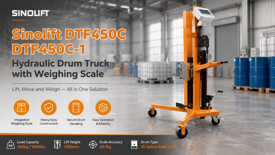 DTF450C Hydraulic Drum Truck with Weighing Scale for Warehouses, Factories, Chemical Storage and Logistics Centers
