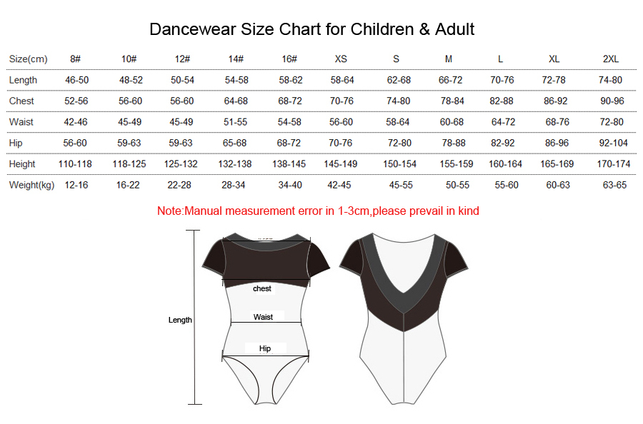 Size Chart Of Dancewear