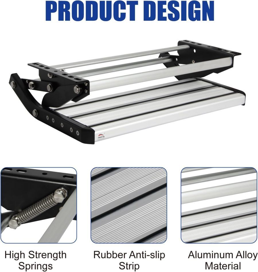 LEADALLWAY Silver Aluminum Folding RV Step Review: Lightweight, Rust-Proof & Easy Manual Operation