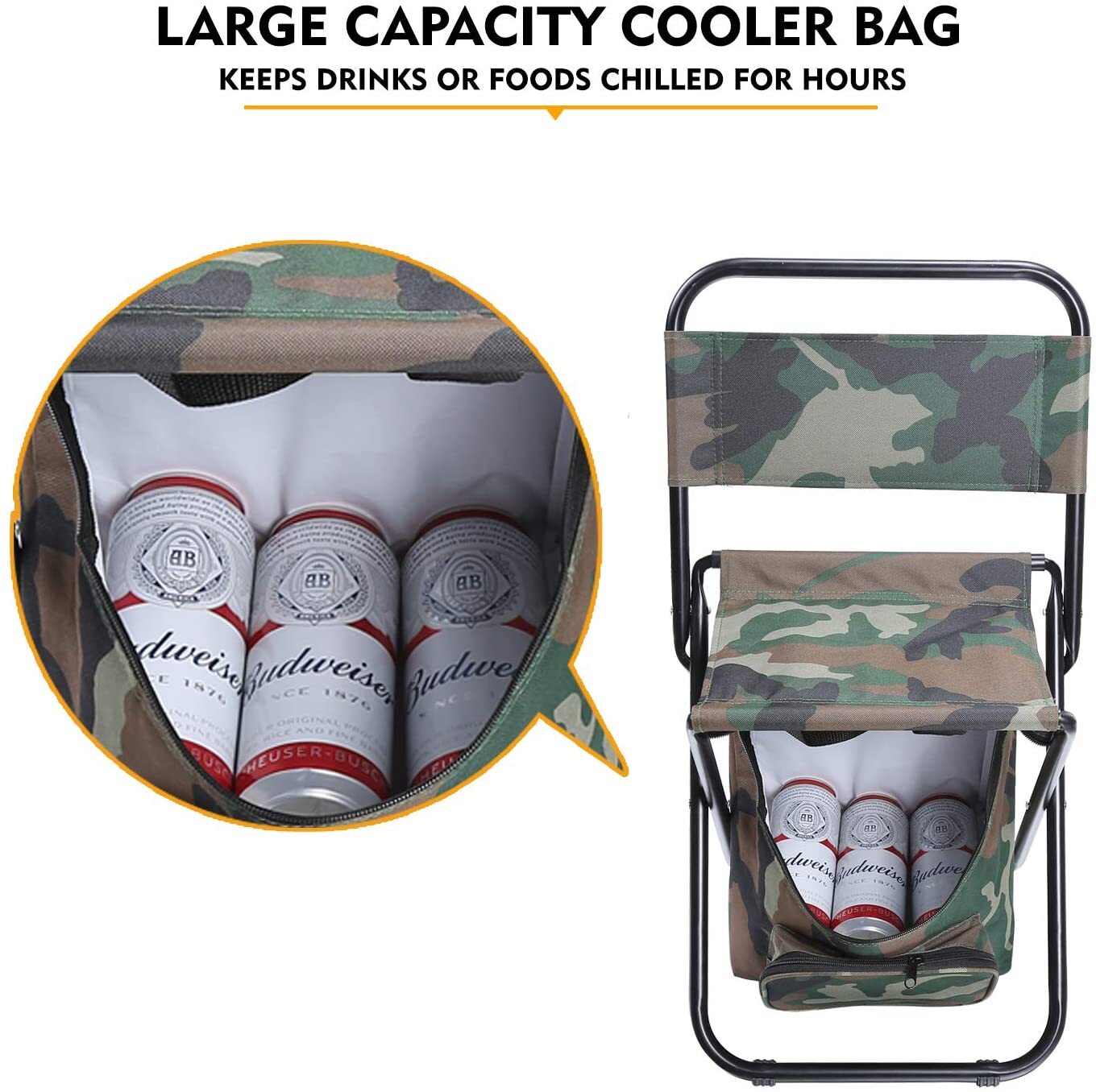 LEADALLWAY Foldable Camping Chair with Cooler Bag Compact Fishing Sto –  cyclingsell