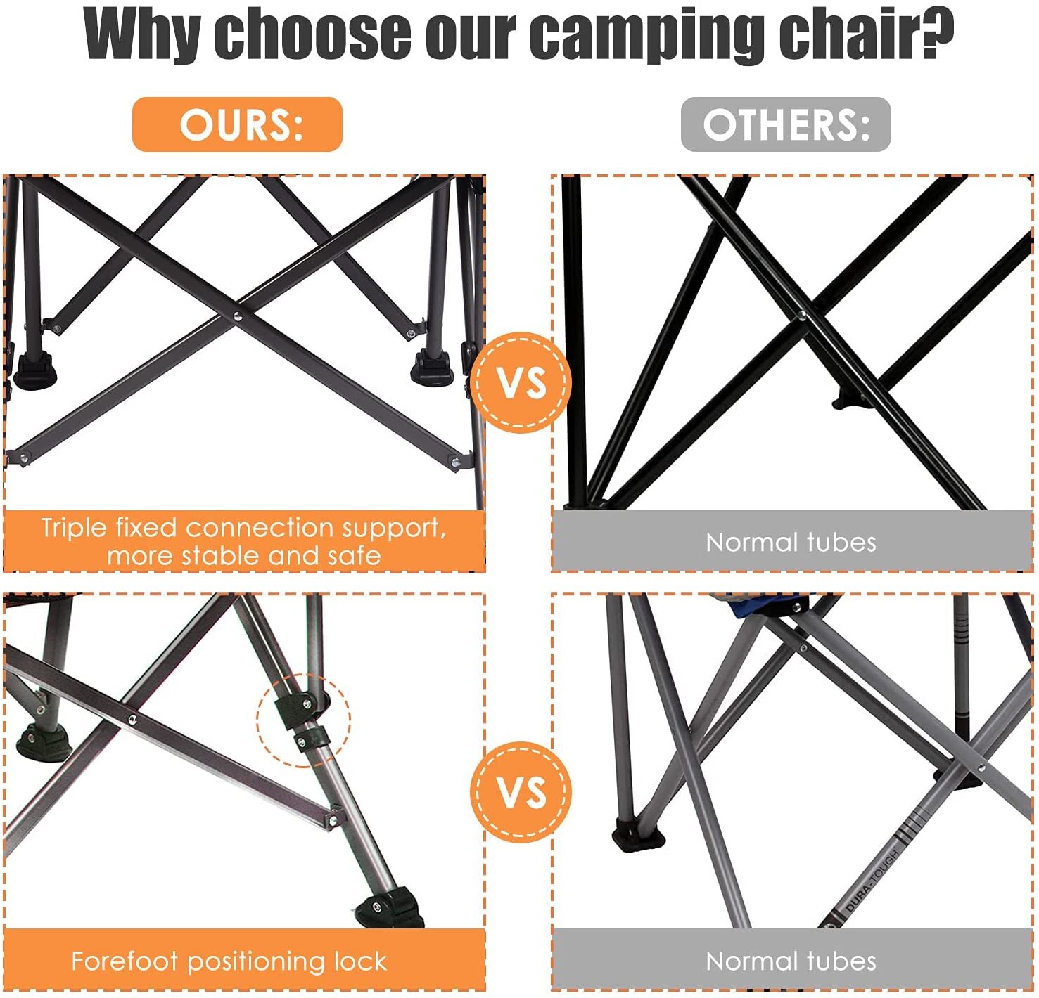 Folding Camping Chair Oversized Collapsible Camp Chair with Cup