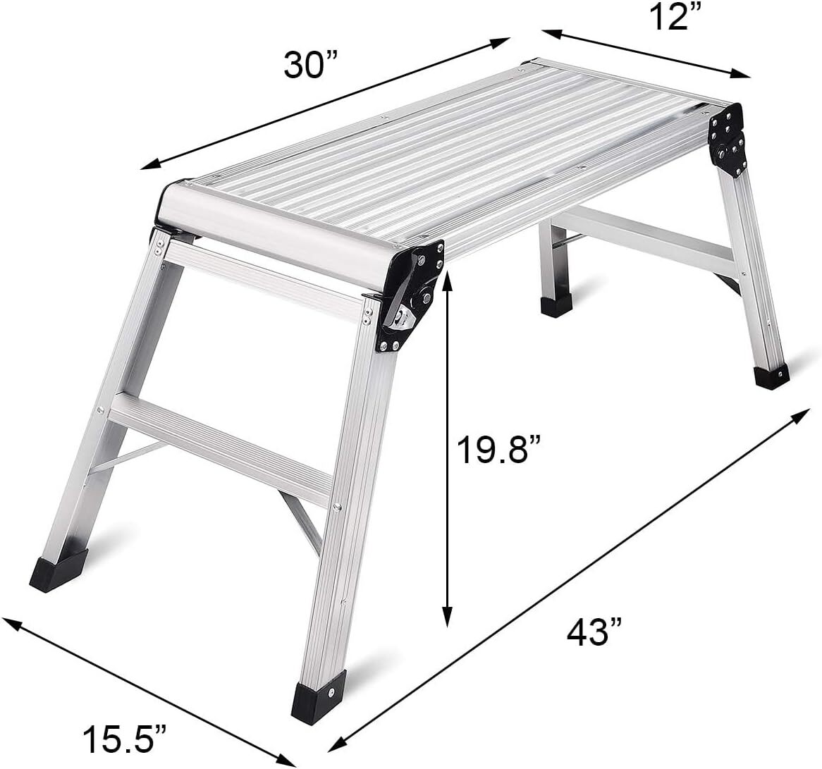 Bench Work Ladder Folding Work Table 2-Step Aluminum Work Platform Ladder - 330lb ...