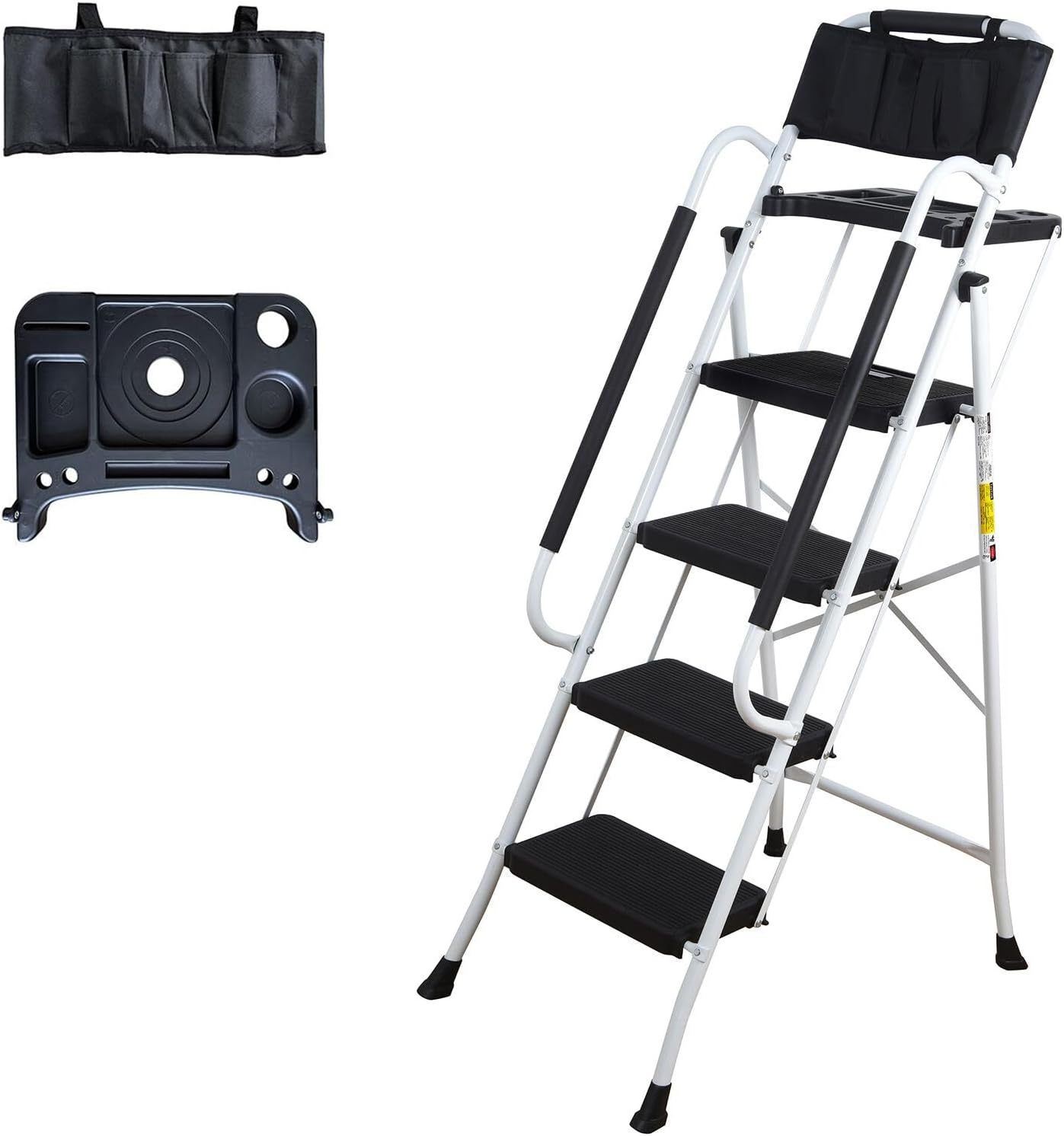Includes Steps LEADALLWAY 4 Step Ladder with Handrails Folding Step Stool (Include ...