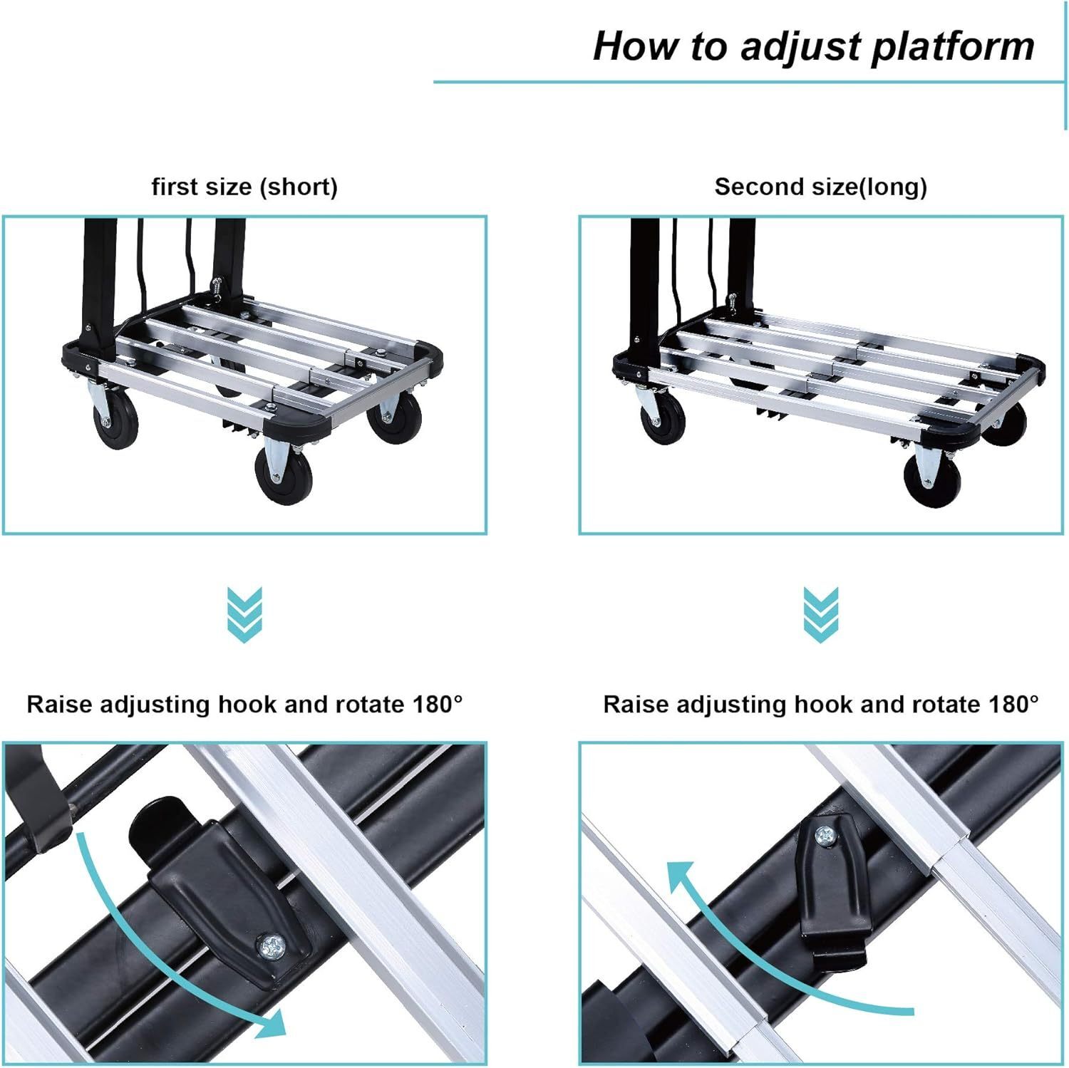 LEADALPlatform Truck Foldable Push Cart Aluminum Adjustable
