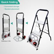 LEADALLWAY Hand Truck 2 Step Ladder Multifunction 2-in-1 Collapsible Dolly
