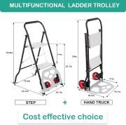 LEADALLWAY Hand Truck 2 Step Ladder Multifunction 2-in-1 Collapsible Dolly