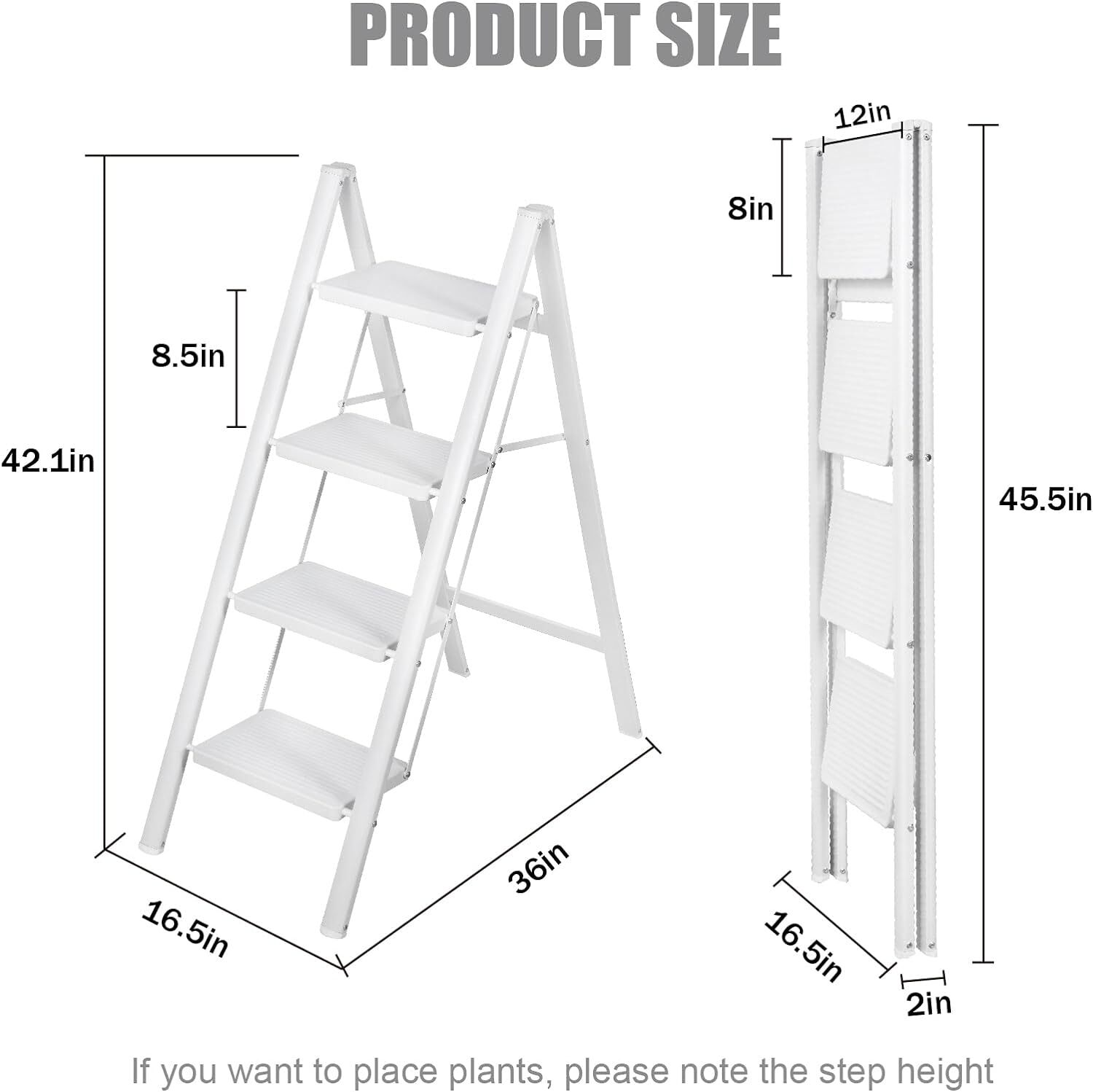 LEADALLWAY Lightweight Step Closet Step Ladder Designed