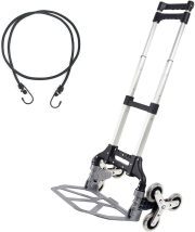 LEADALLWAY Stair Climbing Cart Aluminum Alloy Portable Climbing Cart 6 Crystal Wheels All Terrain Stair Climbing Hand Truck with Climbing Ropes